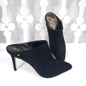 Sam Edelman Black Suede Pointed-Toe Mule Heels